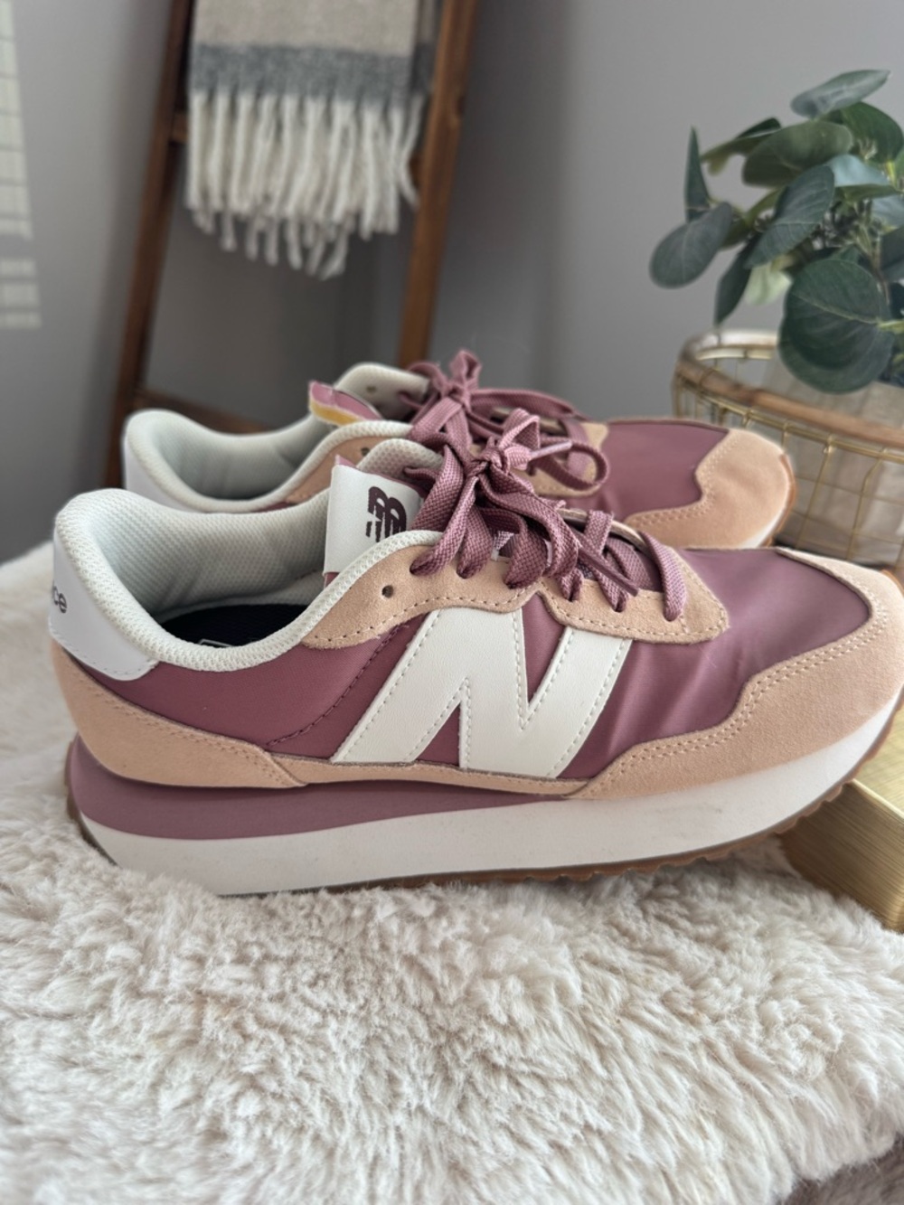 New Balance Women's Mauve Pink Platform Sneakers